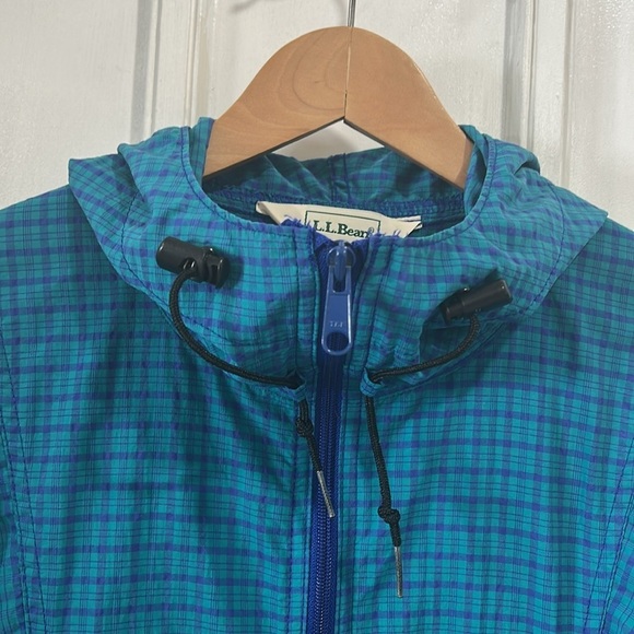 Vintage L.L. Bean Plaid Lightweight Anorak Pullover Hooded Jacket with Pockets M - Picture 3 of 8